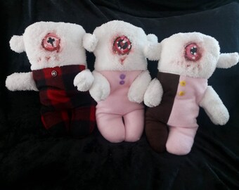 Cyclops Lamb Weighted Art Plush Hand made, Clay face.