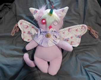 Unicorn Fairy Cat OOAK Plush Art Doll