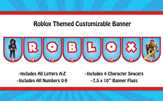 Roblox Themed Custom Banner Etsy - roblox party banner etsy