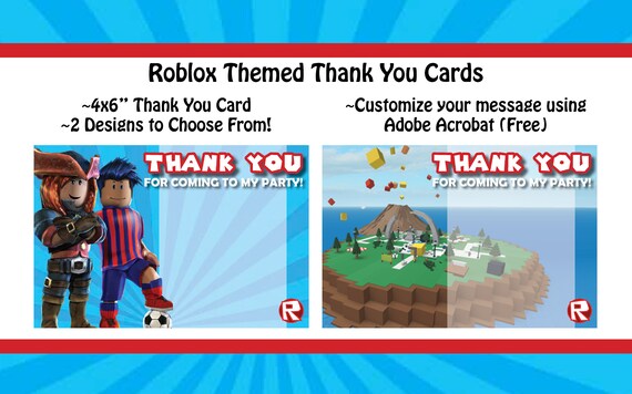 Roblox Themed Thank You Cards Etsy - free roblox cards etsy es