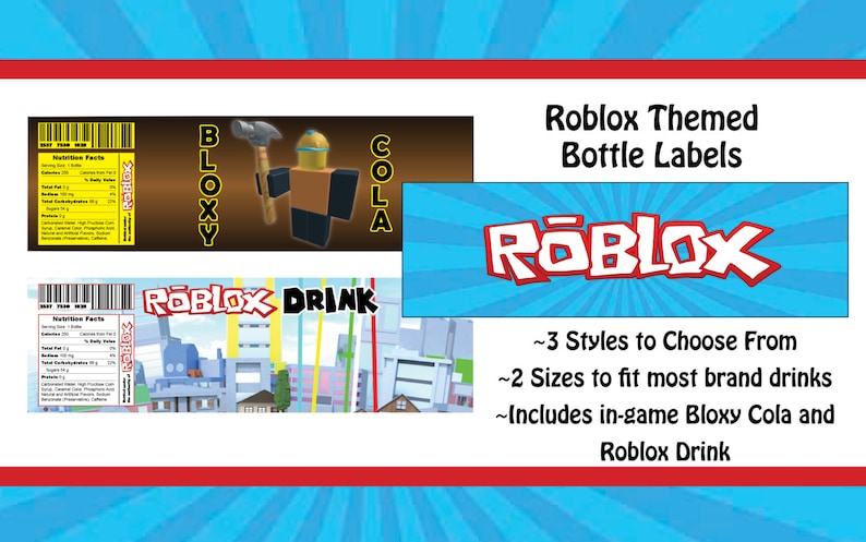 Roblox Themed Water Bottle Label - 