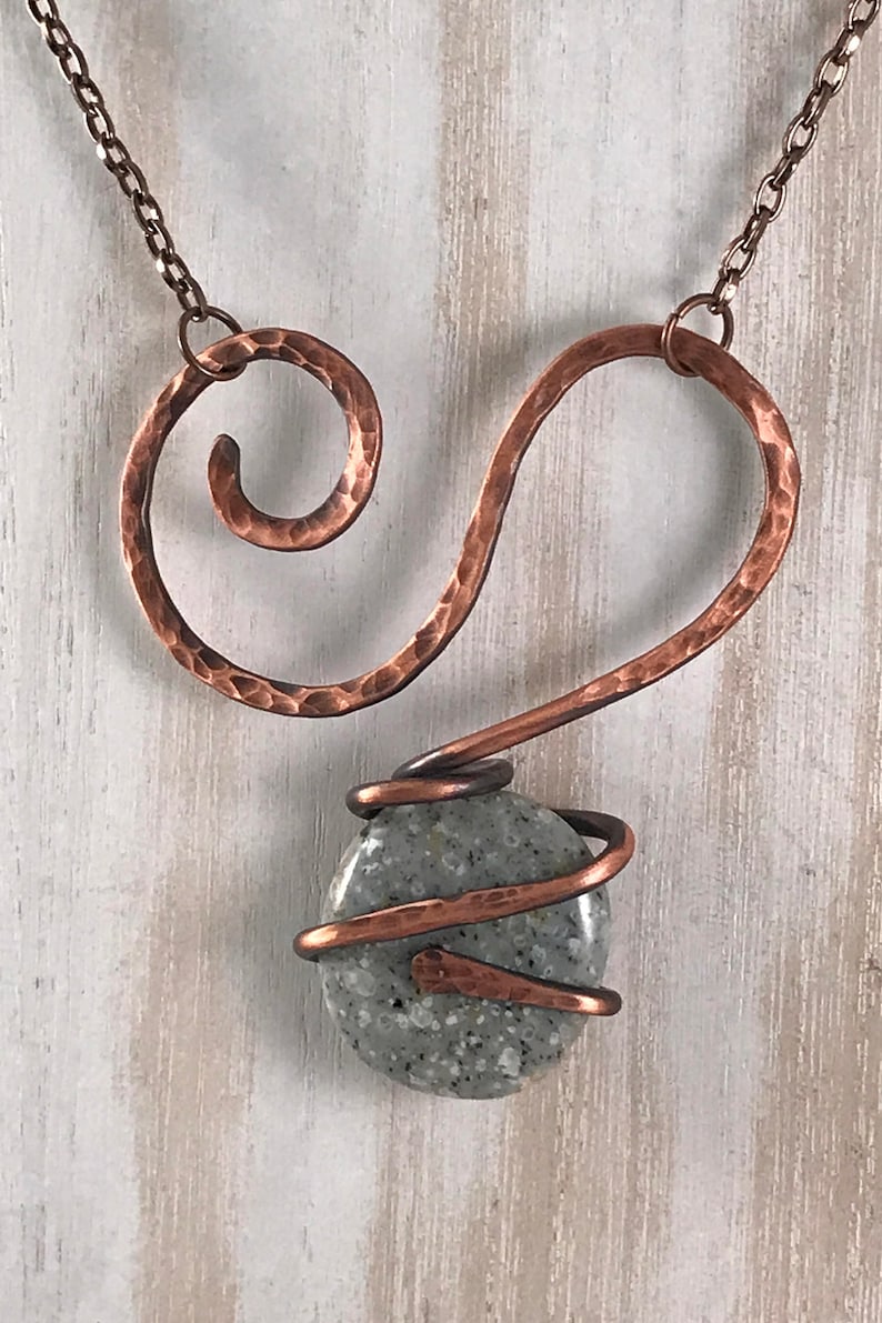 Copper Jewelry Copper Necklace Copper Wire Jewelry Grey Etsy