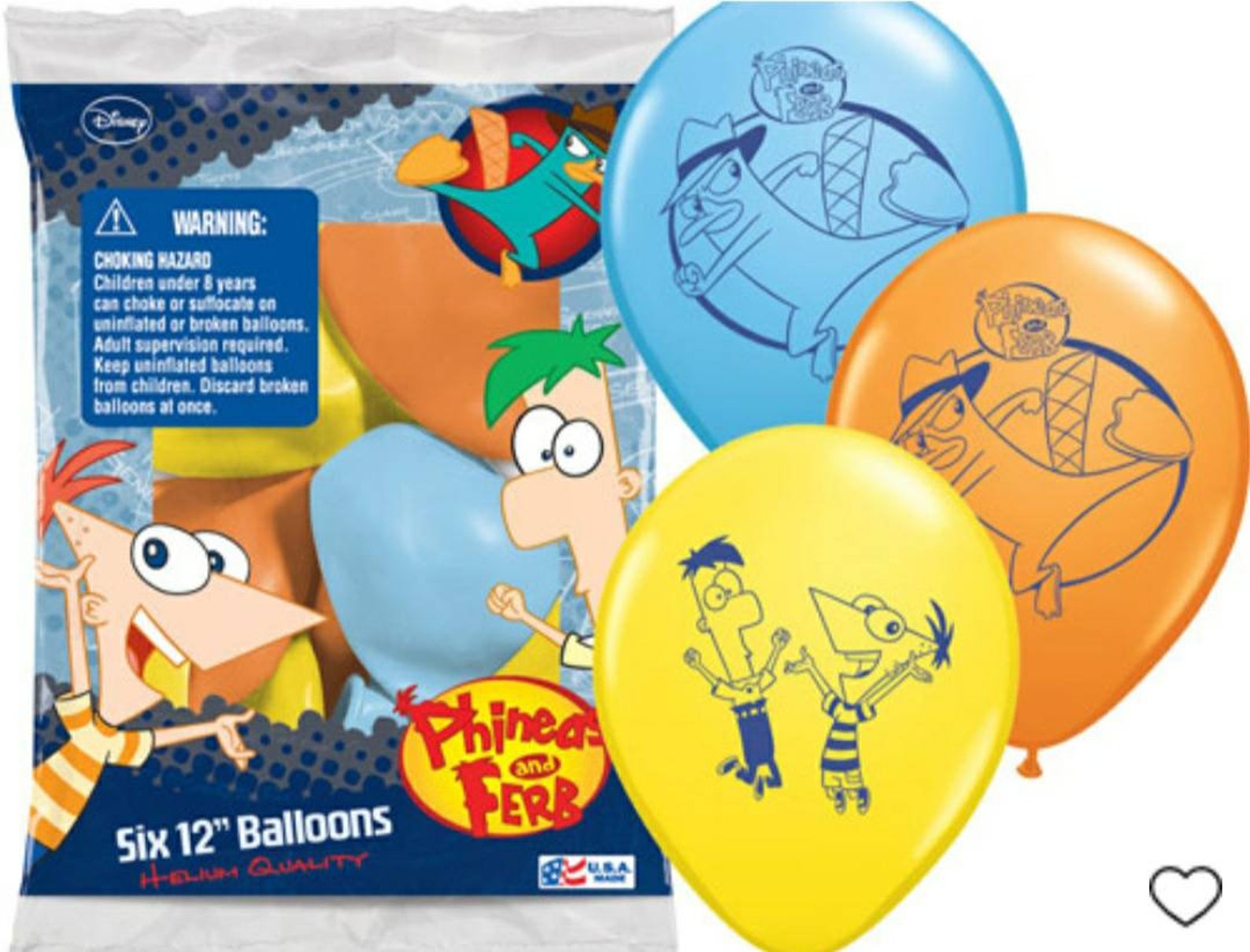 Disney Phineas and Ferb 12 Balloon 6 Count Etsy