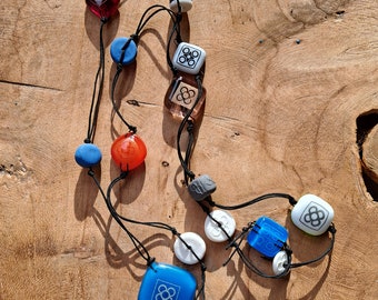 Barcelona-inspired glass and porcelain necklace