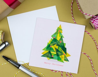 Modern Christmas Card - Graphic Xmas Tree Shapes Art