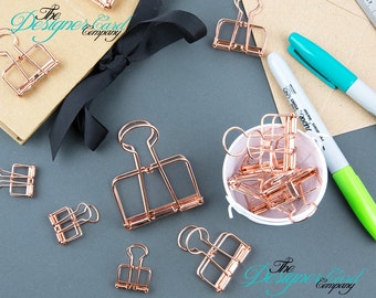 Clip di Bulldog filo oro rosa | Clip di carta | Pianificatore Clip | Filo Clip | Clip dello scheletro