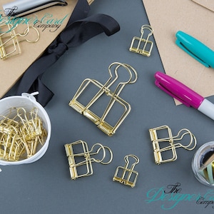 Gold Wire Bulldog Clip Paper Clip Planner Clip Wire Clip Skeleton Clip image 1