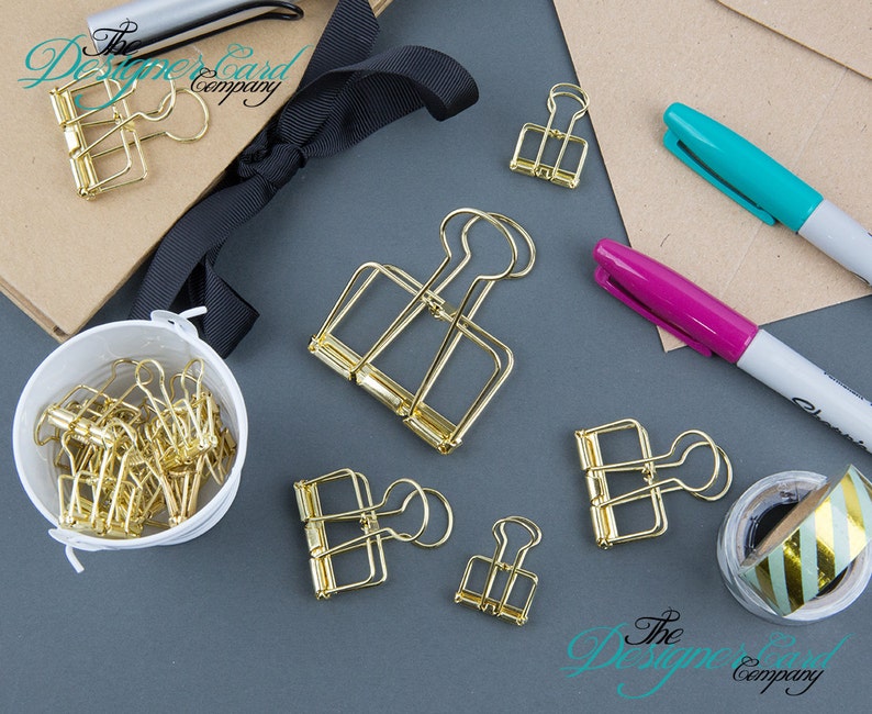 Gold Wire Bulldog Clip Paper Clip Planner Clip Wire Clip Skeleton Clip image 1