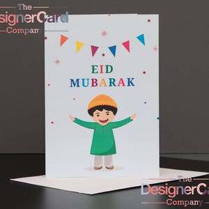 Cartão de Eid Árabe Islâmico Moderno Infantil Eid Mubarak Ramadan Cartão Islâmico