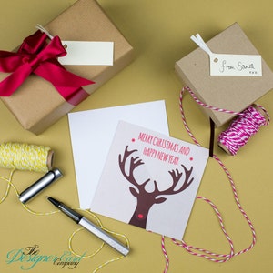 Rendier Kerstkaart - Rudolph Antlers Xmas Rode Neus