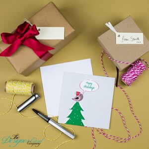 Carte de Noël Birdy - Joyeuses Fêtes Noël Oiseau de Noël Arbre de Noël