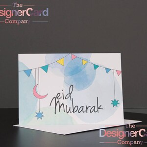 Cartão Eid Árabe em Aquarela Cartão Islâmico Eid Mubarak Ramadan