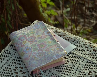 Custom made book cover, Pink flower design, material import from Japan