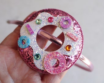 Glitter Donut Arch Headband | Princess glitter crown | Tiara crown | Party headband | Birthday Girl Crystal Crown | Toddler Headband