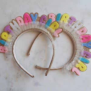 Birthday Girl Crown Arch Headband | Princess glitter crown | Tiara crown | Party crown | Birthday Girl Crystal Stone Crown | Felt Headband