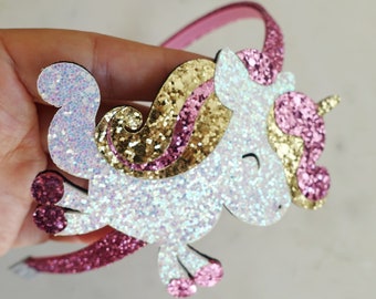 Unicorn Glitter Headband, Girl Headband | Toddler Headband | Girls Hair Accessories | Kids Arch Headband | Sparkle Glitter Cloud Headband