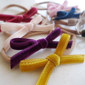Mini Velvet Bow, newborn headband | velvet hair bows | neutral bows | baby headbands | earth tone | newborn photo | milestone photo