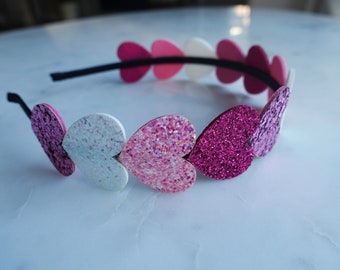 Heart Glitter Hard Headband, Girl Headband | Toddler Headband | Hair Accessories | Kids Arch Headband | Sparkle Glitter Spangle Headband