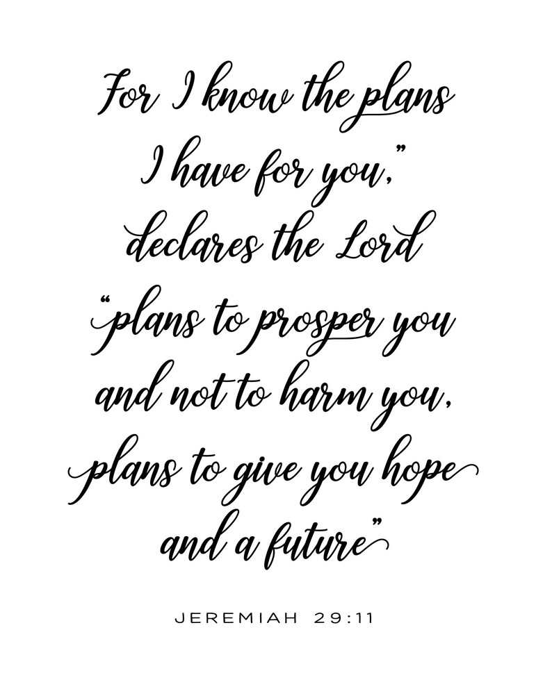 Jeremiah 29 11 Printable Bible Verse Print For I Know the | Etsy