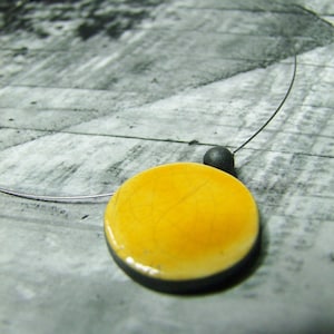 Cracked yellow raku ceramic necklace