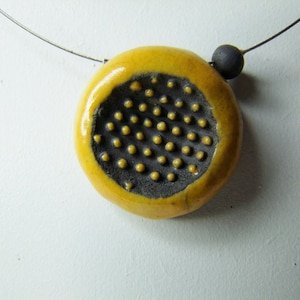 Cracked yellow raku ceramic necklace