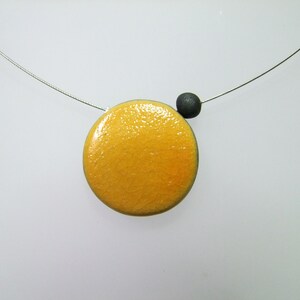 Cracked yellow raku ceramic necklace