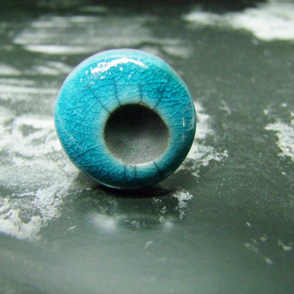 Bague  céramique  raku bleue et noire