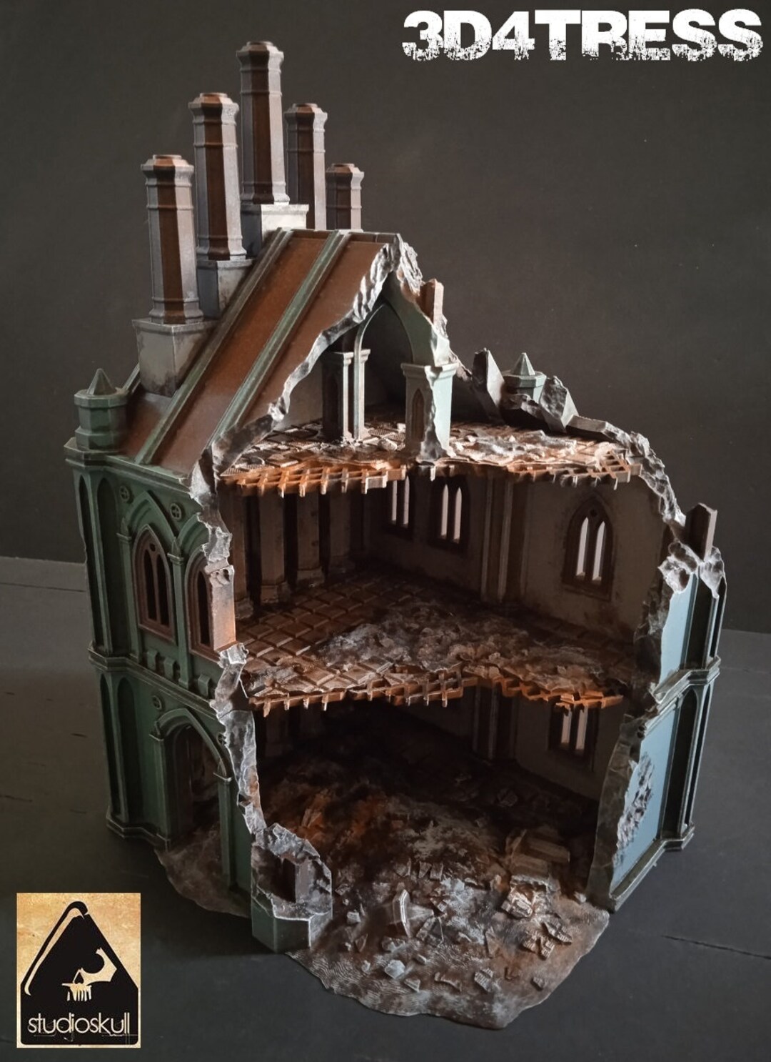 3D Printed Mansion Ruins C- Emerita Wargaming Gothic Scenery Terrain 28 ...