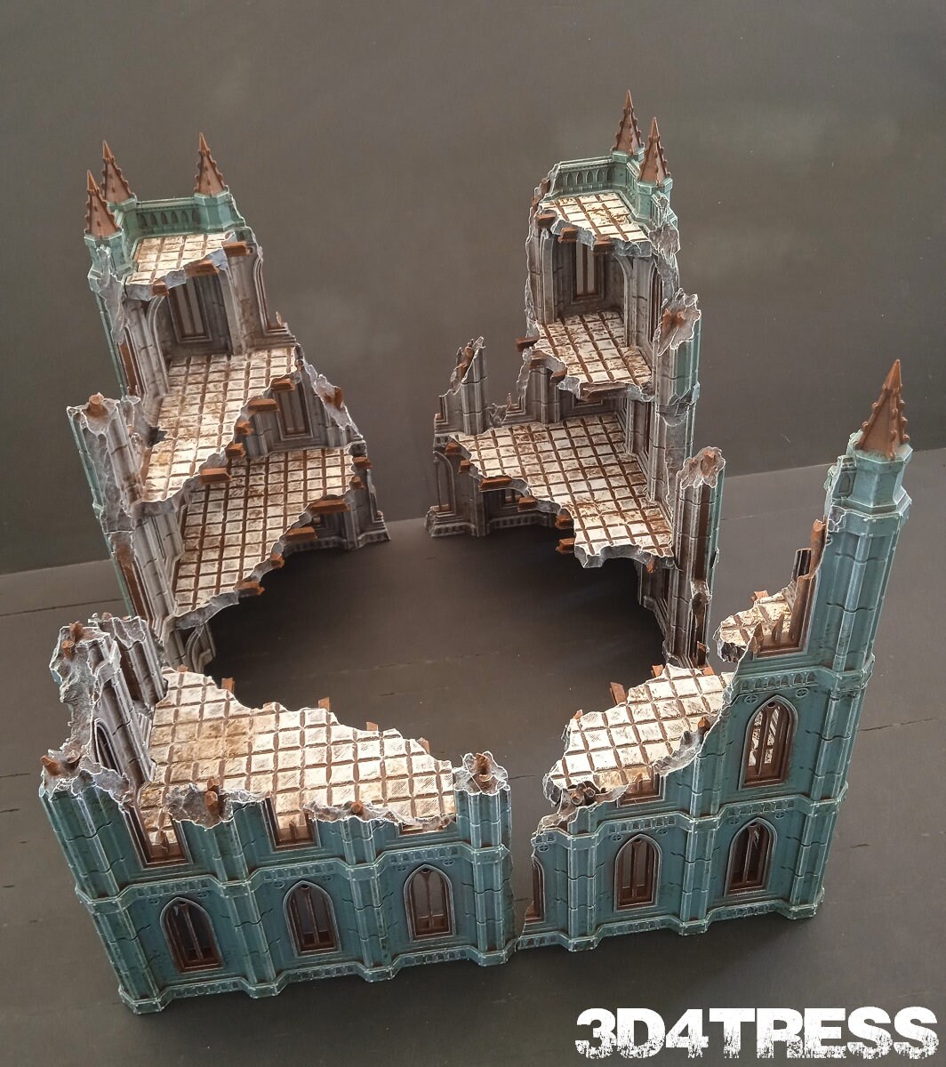 3D Printed Corner Ruins Set - Emerita Wargaming Gothic Scenery Terrain ...
