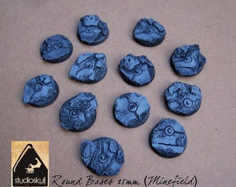 25mm resin round bases Minefield  12pcs