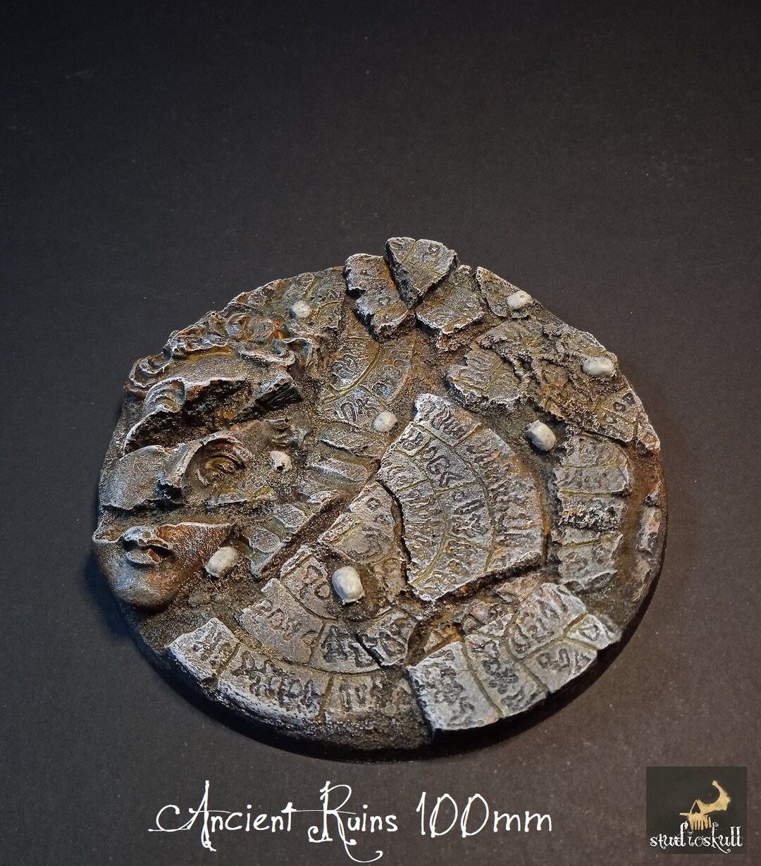 thumbnail image 2 of 10x 32mm Resin Bases - Stone Ruins Terrain Style - Round Unpainted Bases For LOTR, Warhammer, Tabletop Miniatures 2 of 6