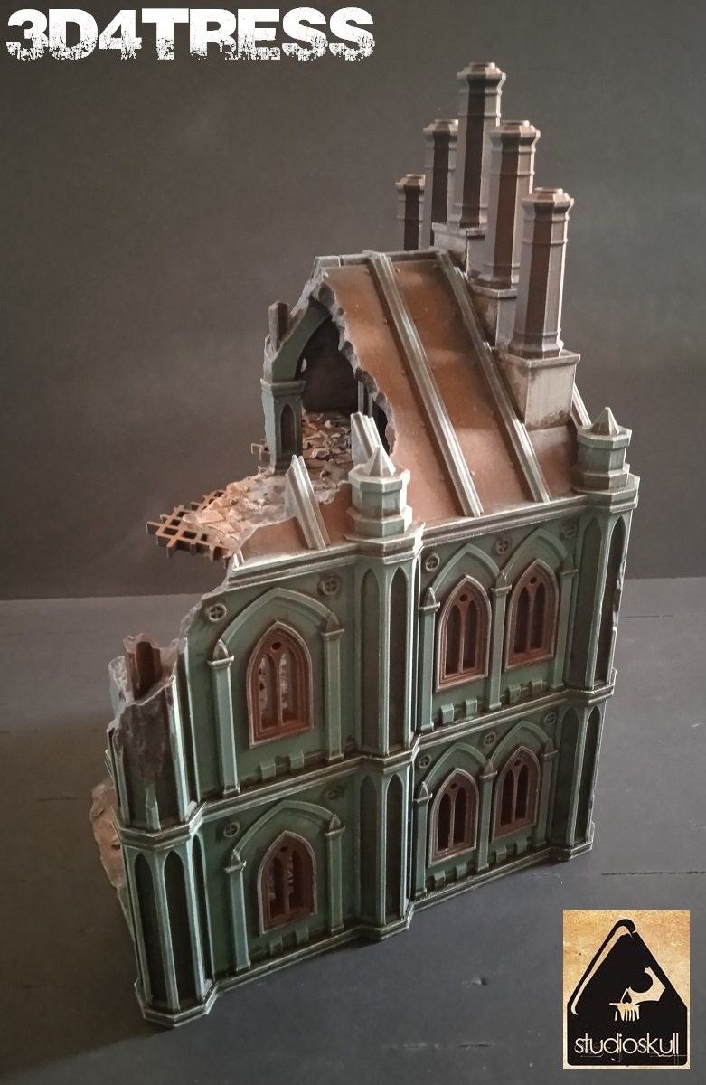 3D Printed Mansion Ruins C- Emerita Wargaming Gothic Scenery Terrain 28 ...
