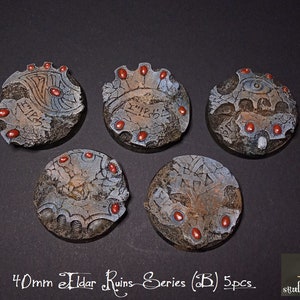 40mm X 5 pcs Resin Bases Terrain Scenery Eldar Ruins  (SET B)