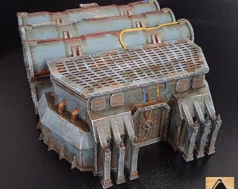 Drukowany w 3D teren scenerii Sci-Fi do gier wojennych w magazynie chemicznym 28 mm/32 mm malowany