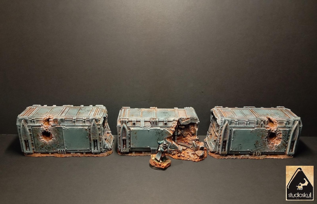 Smashed Alien Container Damaged Sci-fi Cargo Containers (set of 3) | 28–32mm Wargaming Cover ...