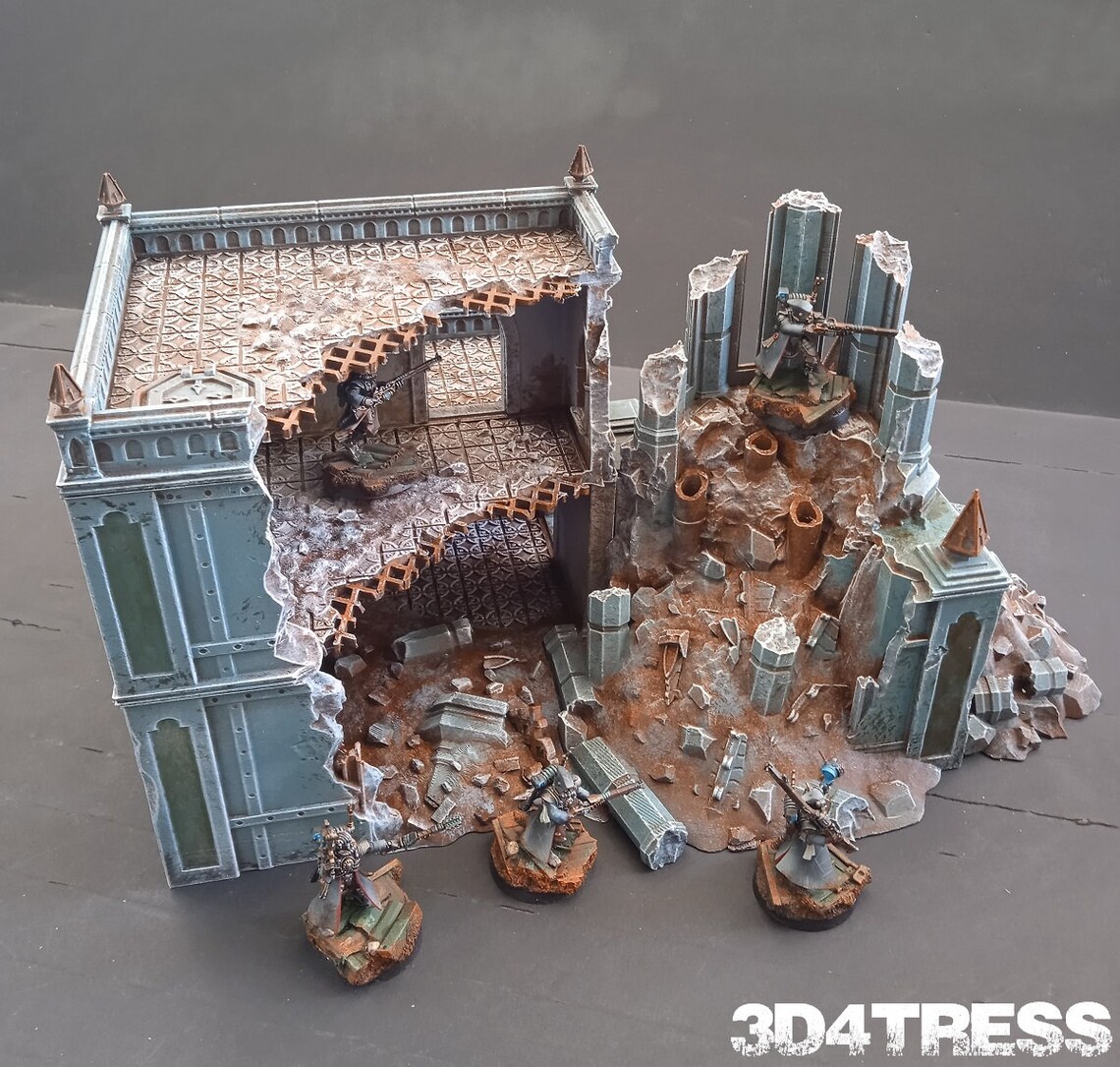 3D Printed Mansion Ruins A - Emerita Wargaming Gothic Scenery Terrain ...