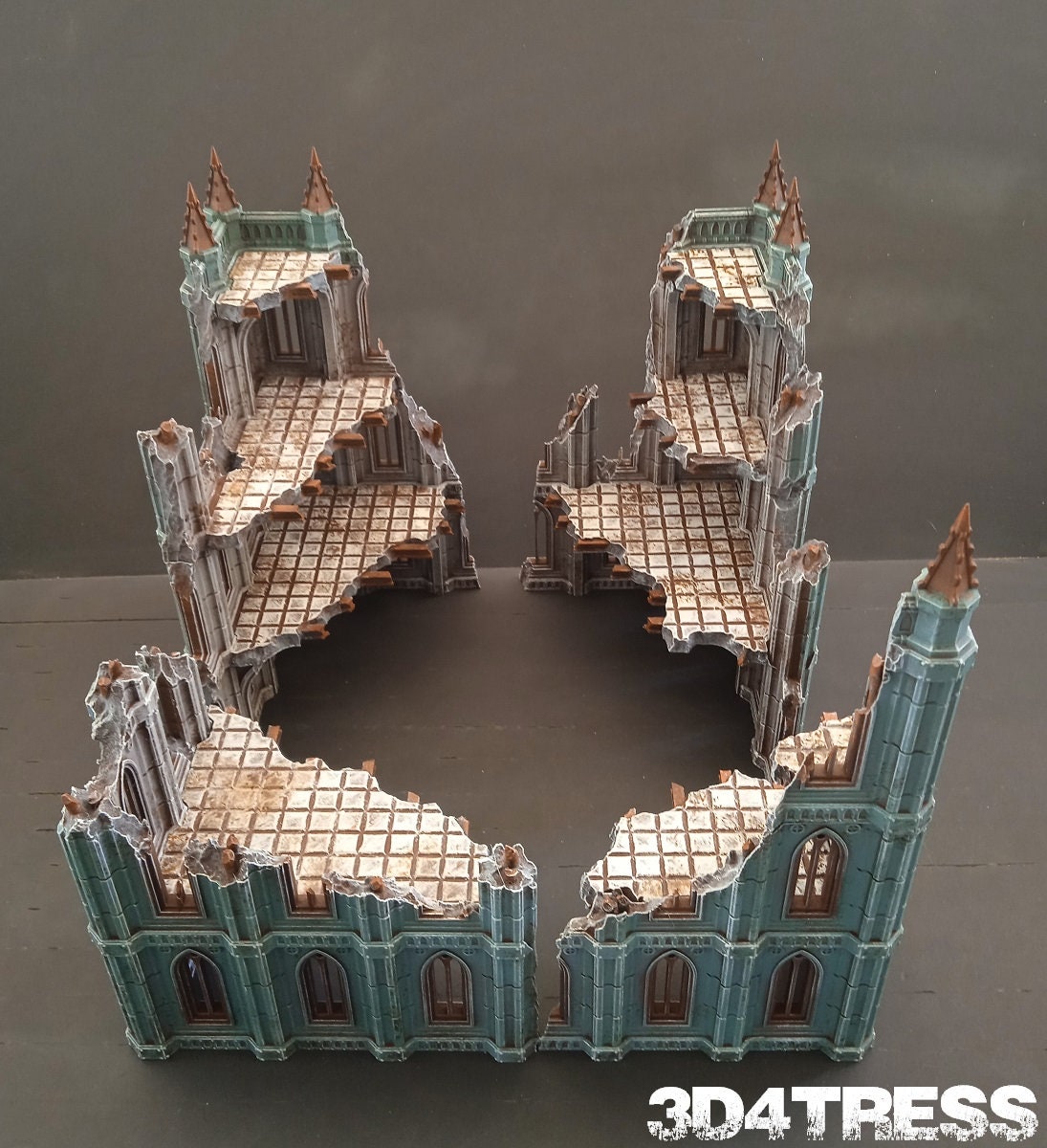3D Printed Corner Ruins Set - Emerita Wargaming Gothic Scenery Terrain ...