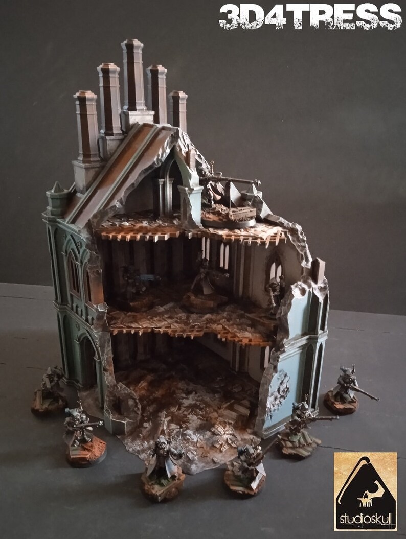 3D Printed Mansion Ruins C- Emerita Wargaming Gothic Scenery Terrain 28 ...