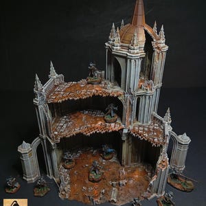 3D Gedrucktes Gothic Herrenhaus Ruinen B Landschaft Gelände für Kriegsspiele 28 mm/32 mm Bemalt