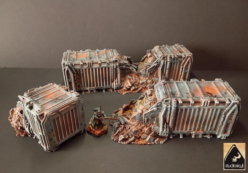 Container Apocalyptic Crashed Sci-fi Cargo Containers | 3D Printed Wargaming Terrain Set (28 ...