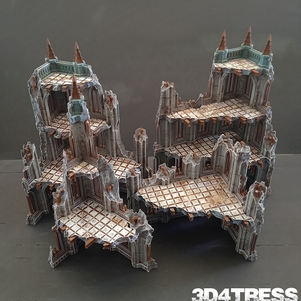 Set di rovine angolari stampate in 3D - Emerita Wargaming Scenario gotico Terreno 28/32 mm