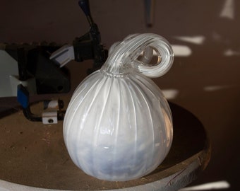 Handblown White Glass Pumpkin