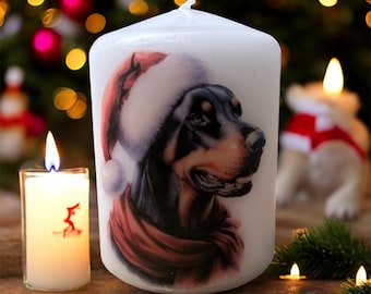 Dobermann Christmas Dog Candle, Unscented Home Decor