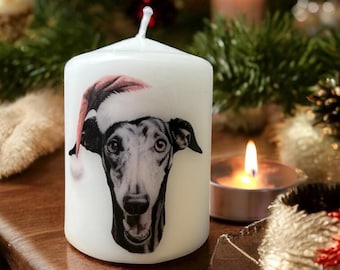 Greyhound Christmas Dog Candle, Unscented Home Decor