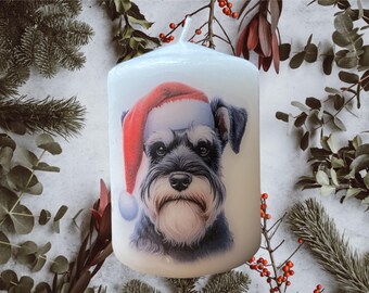 Schnauzer Christmas Dog Candle, Unscented Home Decor