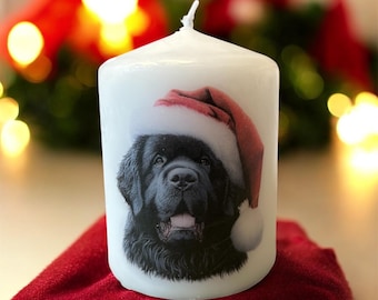 Newfoundland Christmas Dog Candle, Unscented Home Decor
