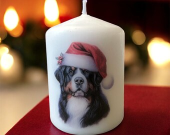 Bernese Mountain Christmas Dog Candle, Unscented Home Decor