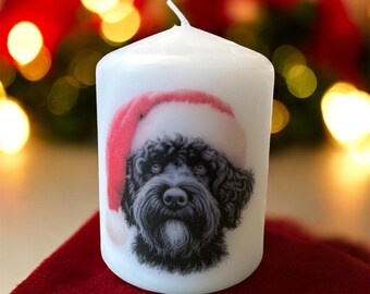 Labradoodle Christmas Dog Candle, Unscented Home Decor