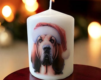 Blood Hound Christmas Dog Candle, Unscented Home Decor