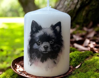 Black Pomeranian Dog Candle, Home Decor, Unscented